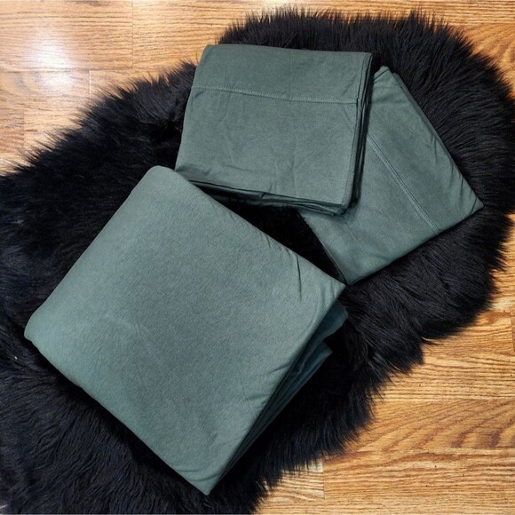 100% Cotton Jersey Knit T-Shirt Forest Green King Duvet Cover Set - Picture 6 of 10